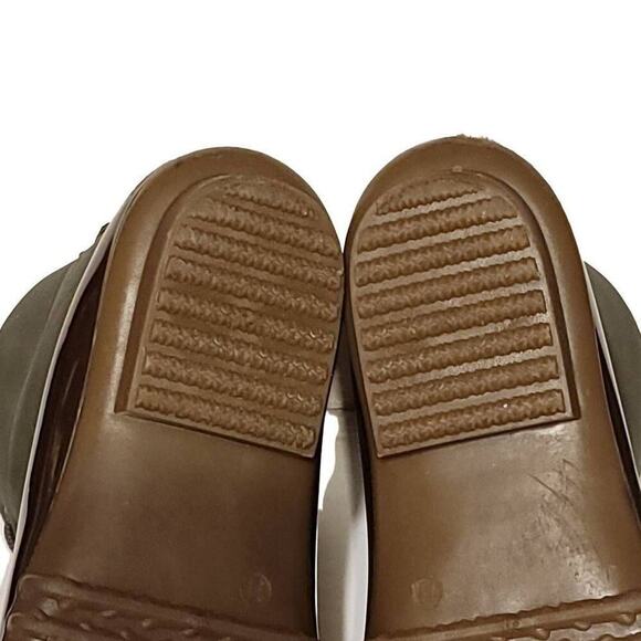 Charles Albert Duck Boots Size 11 Used Vegan Leather Green Brown Rain Womens - Picture 3 of 12